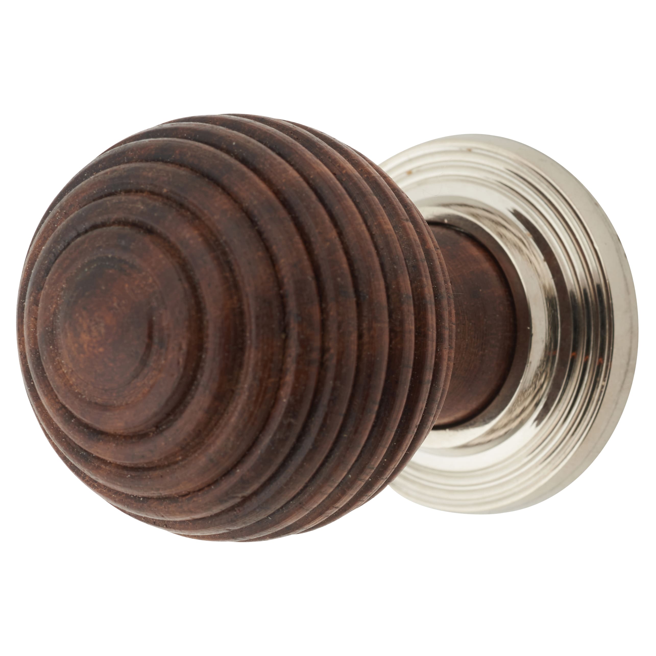 Beehive Ball Cabinet Knob - 38mm Diameter - Rosewood - Polished Nickel Rose