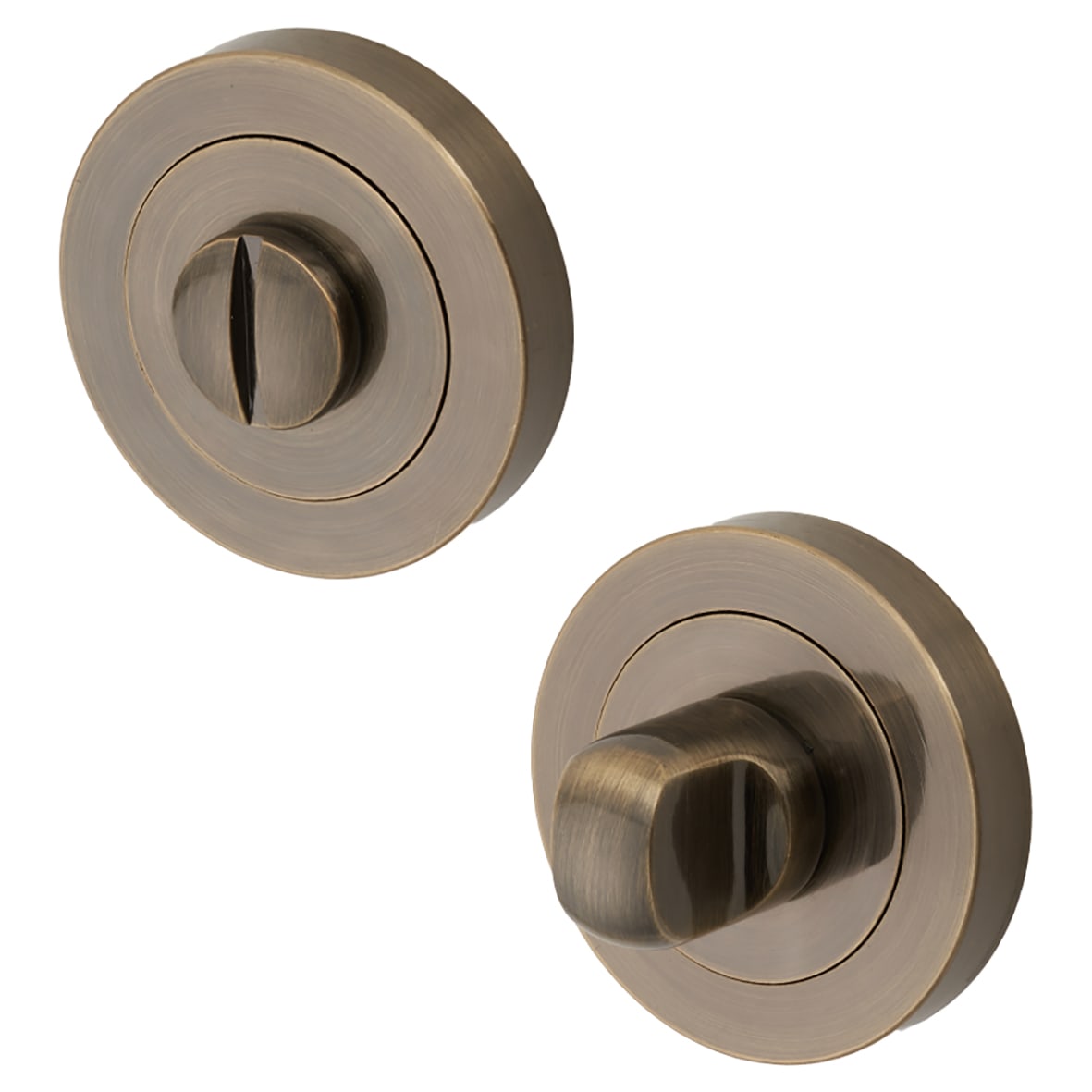 Bathroom Turn & Release - 50mm Diameter - Antique Brass