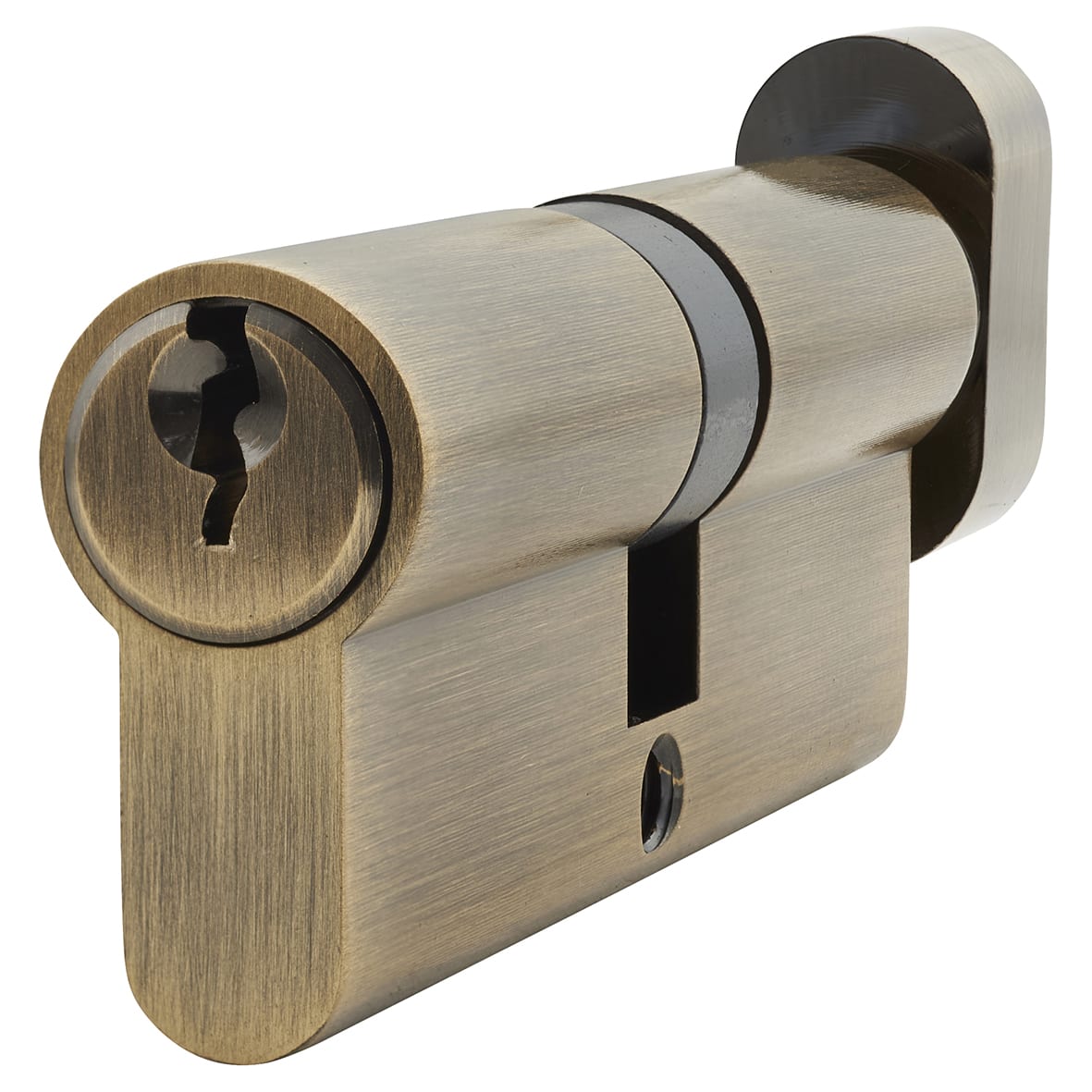 6 Pin 80mm Euro Thumbturn Cylinder - 40mm Turn + 40mm - Antique Brass - Keyed To Differ