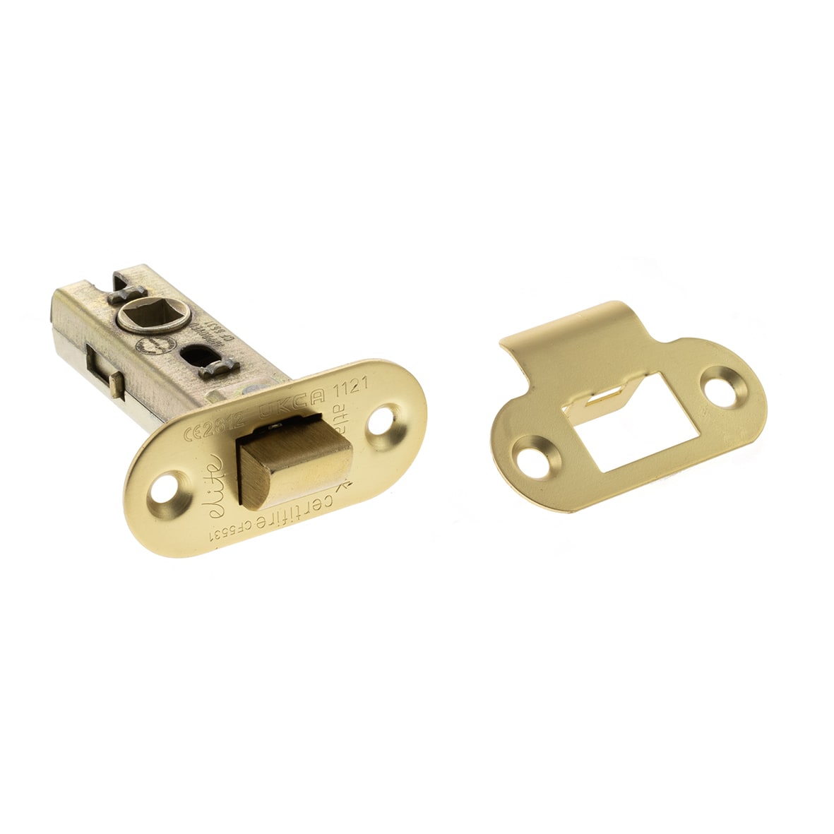 Fire-Rated Tubular Latch - 63mm Case - 45mm Backset - Radius - Satin Brass