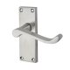 Satin Chrome Budget Scroll Latch Door Handles - Short Plate - Mia Range - 114 x 42mm