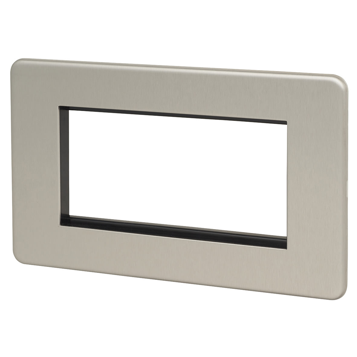 2 Gang 4 Module Euro Screwless Faceplate - Brushed Chrome