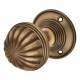Antique Brass Fluted Mortice Door Knob - 65mm Rose Diameter