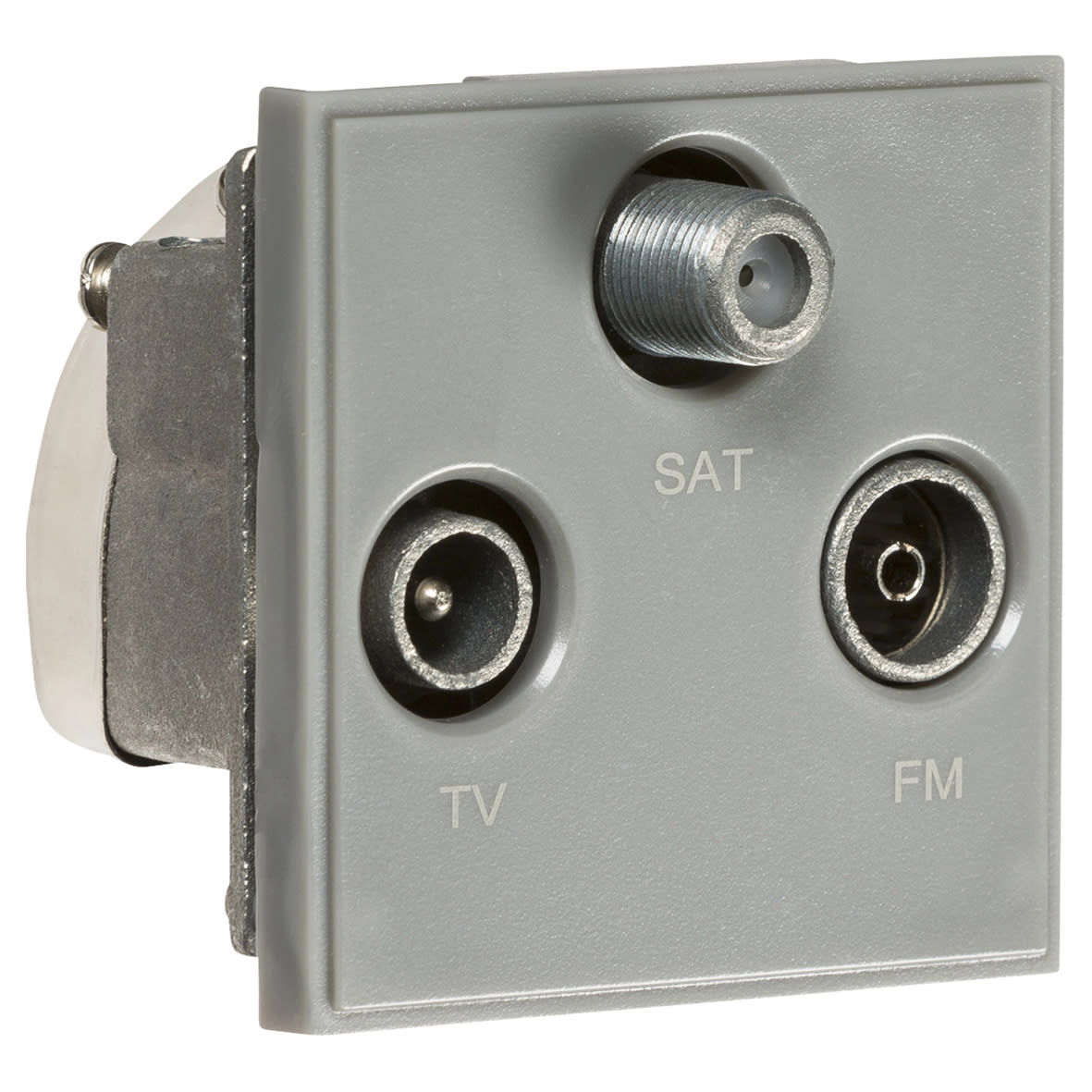 1 Gang TV + F type Satellite + FM/DAB Triplexer Euro Module - Grey