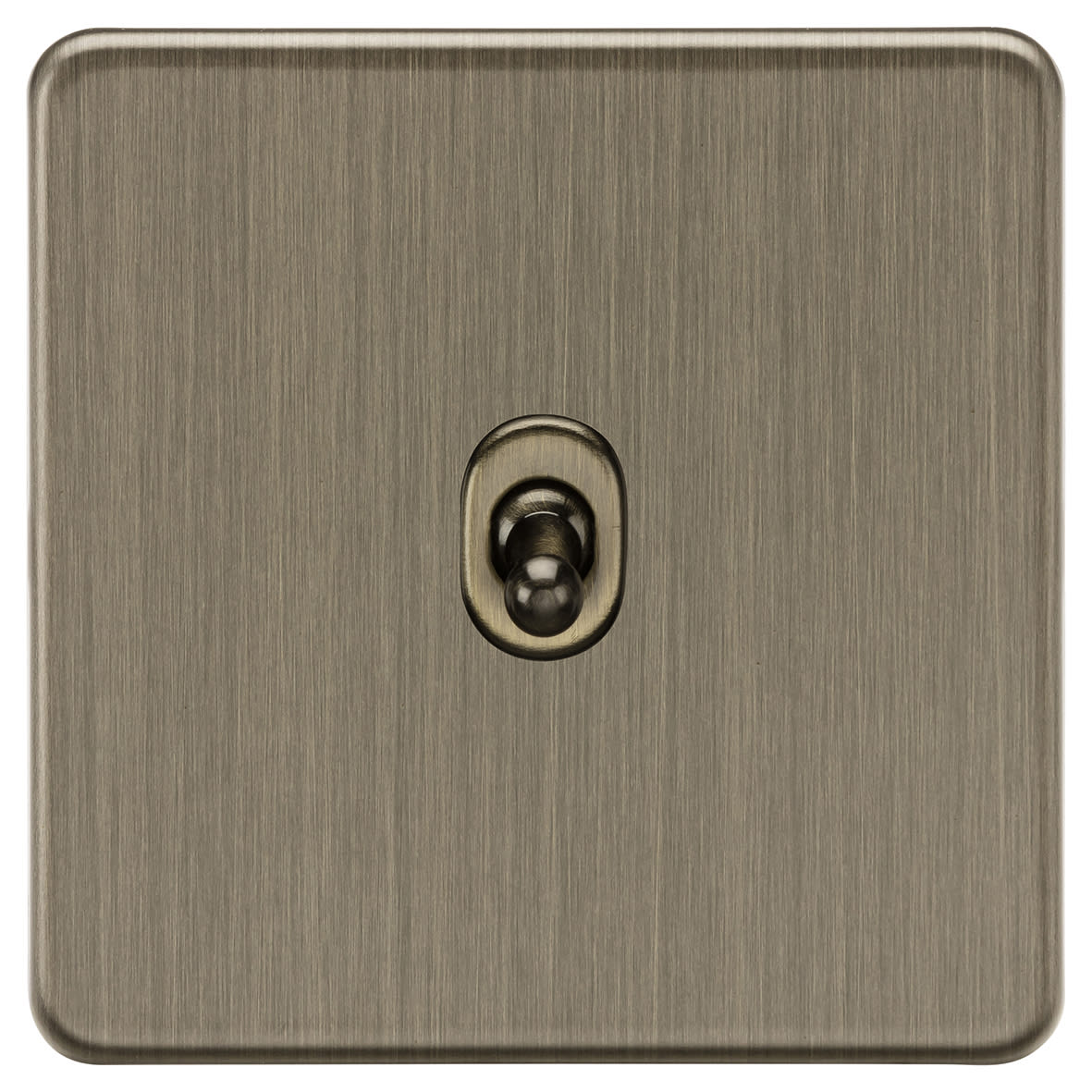 10AX 1 Gang 2 Way Screwless Flat Plate Toggle Light Switch - Antique Brass
