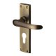 Marcus Antique Brass Euro Lock Door Handles - Windsor Range - 154 x 40mm