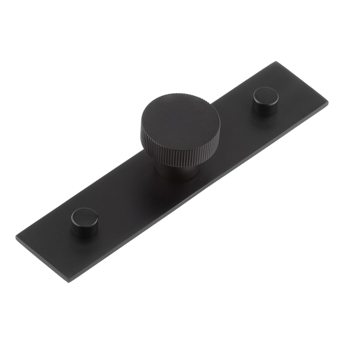 Thaxted Lines Round Cabinet Knob on Plain Backplate - 30mm Diameter - Black