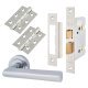 Polished Chrome Bathroom Lock Door Handles on Rose Pack - Emily Range