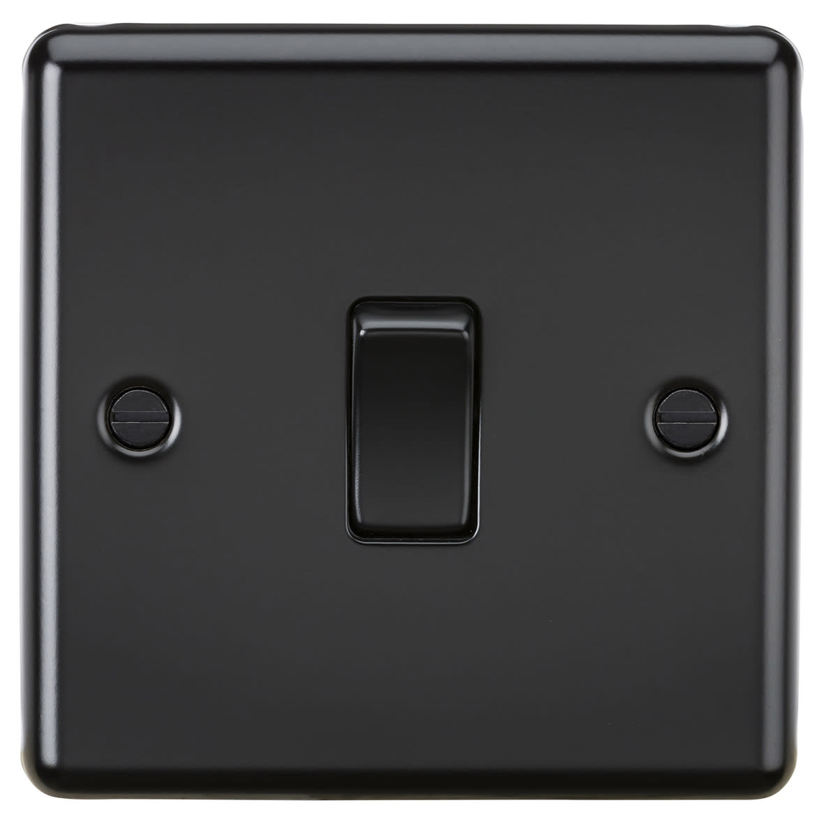 10AX 1 Gang 2 Way Round Edge Light Switch - Matt Black
