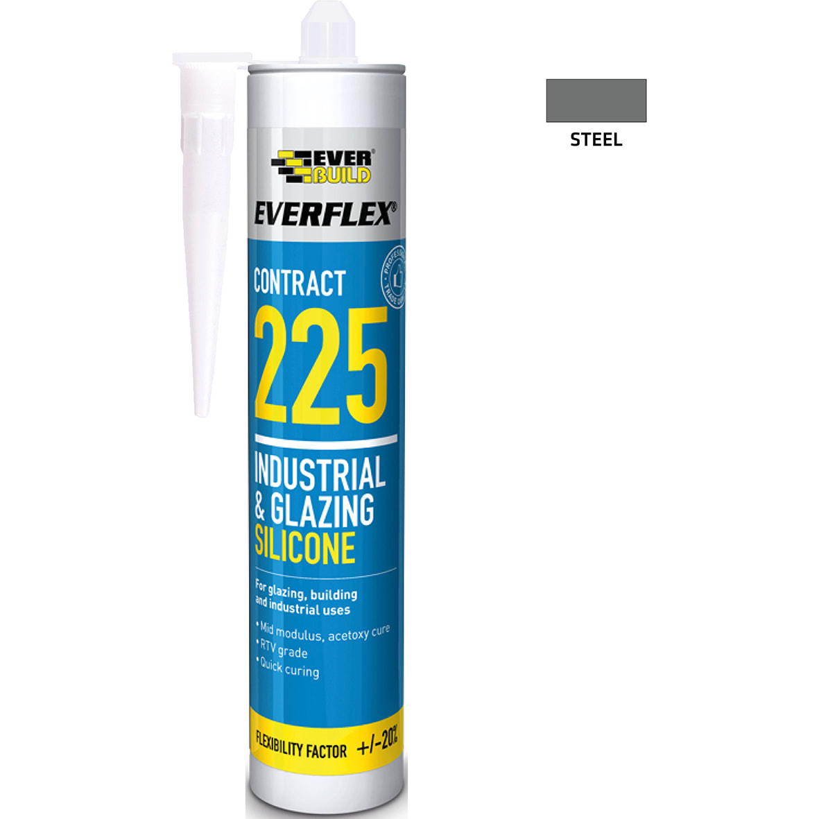 Everflex 225 Contract Industrial & Glazing Silicone Sealant - 295ml - Grey