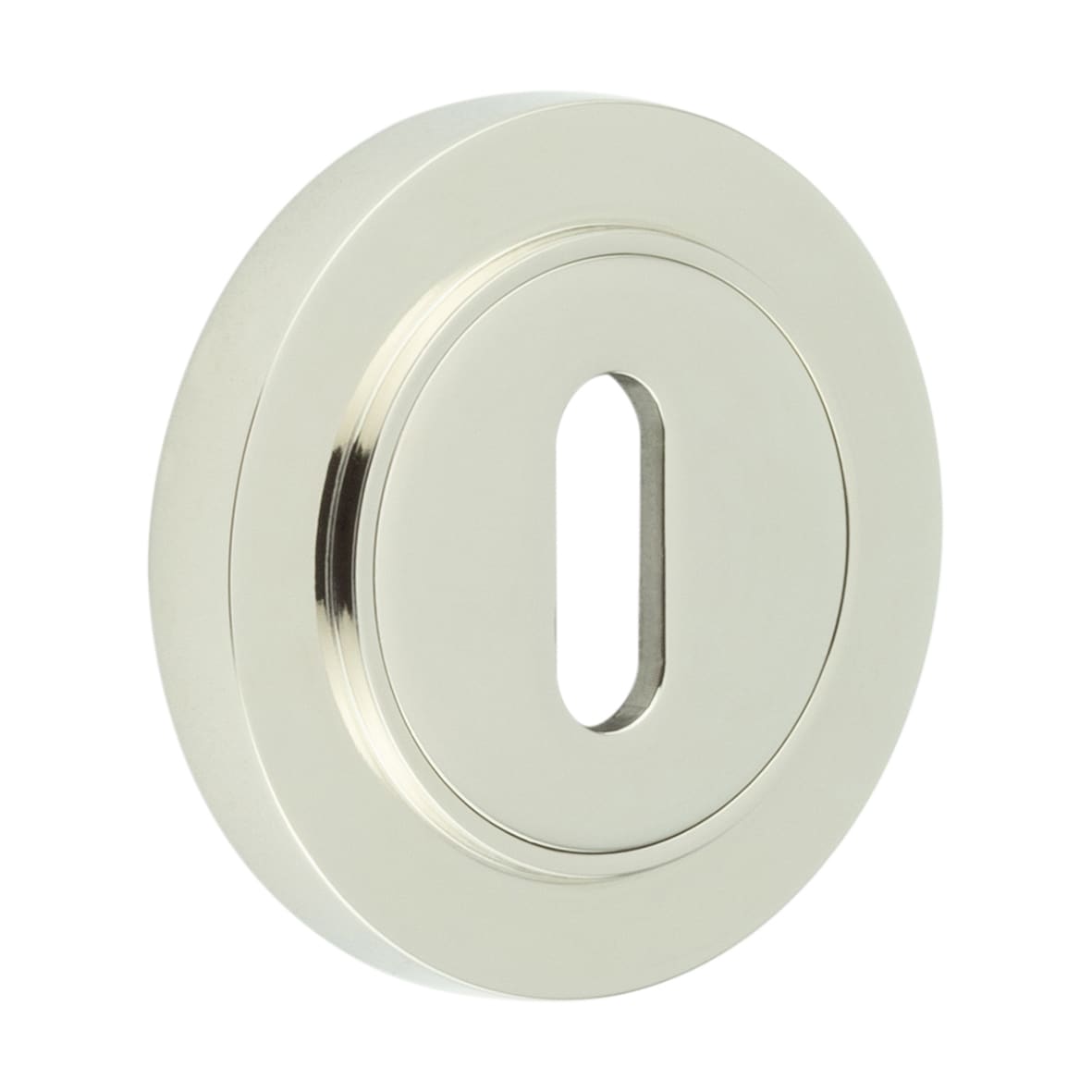 Escutcheon on Plain Rose - 53mm Diameter - Keyhole - Polished Nickel
