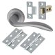 Satin Chrome Latch Door Handles on Rose Pack - Sussex Range