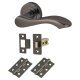 Black Nickel Scroll Latch Door Handles on Rose Pack - Scarlett Range
