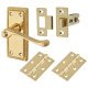 Polished Brass Budget Rope Edge Scroll Latch Door Handles Pack - Short Plate