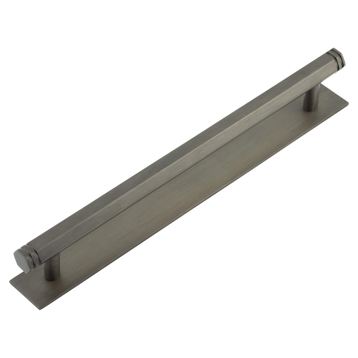 Nile 15mm Hex T-Bar Cabinet Pull Handle on Plain Backplate - 224mm c/c - Dark Bronze