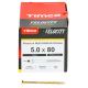 Velocity Pozi Countersunk Wood Screws - 5.0 x 80mm - Yellow Zinc - Pack of 200