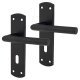 Matt Black Mitred Keyhole Lock Door Handles - 172 x 44mm