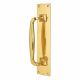 Polished Brass Brewery Offset Door Pull Handle on Plate - Screw Fix - 305 x 63mm
