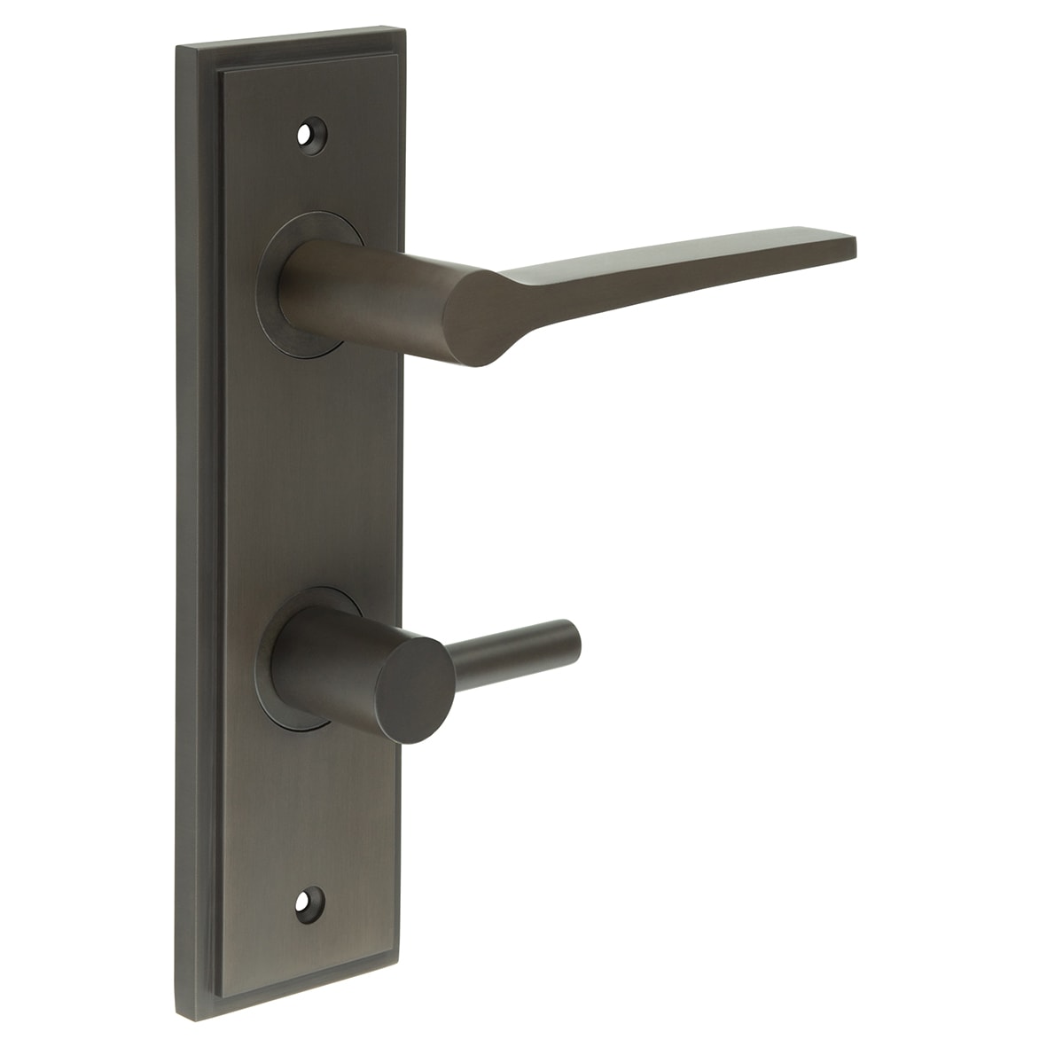 Dark Bronze Fire Rated DIN Bathroom Door Handles - Knightsbridge - Inner 3 - 200 x 55mm