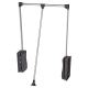 Double Pull Down Wardrobe Rail Lift - 450-600mm - Max Weight 12kg - Black/Chrome