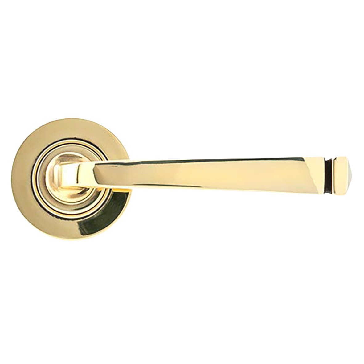 Aged Brass Door Handles on Round Rose - Avon Range