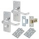 Polished Chrome Victorian Scroll Privacy Latch Door Handles Pack - Short Plate