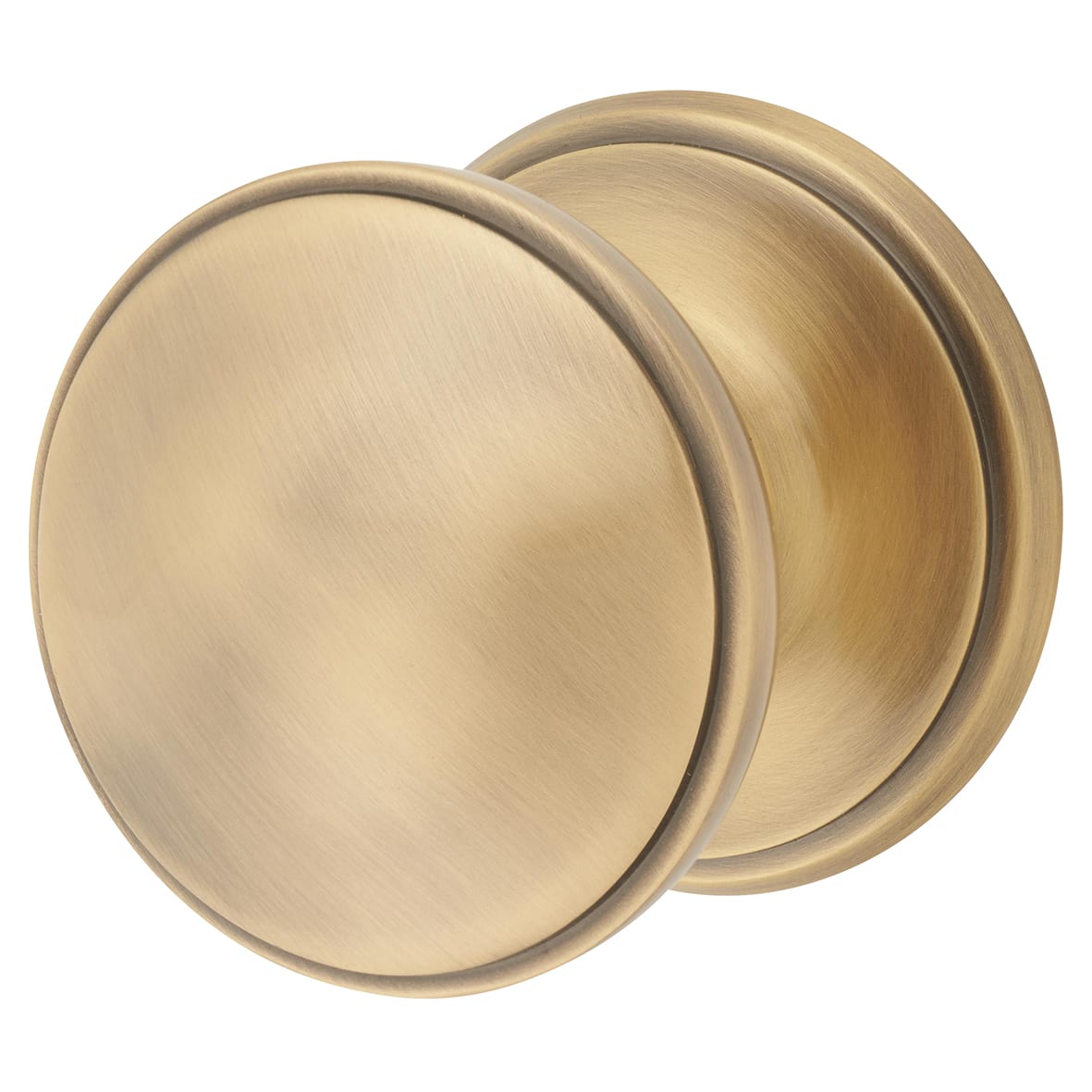 Antique Brass Round Centre Door Knob - 80mm Rose Diameter