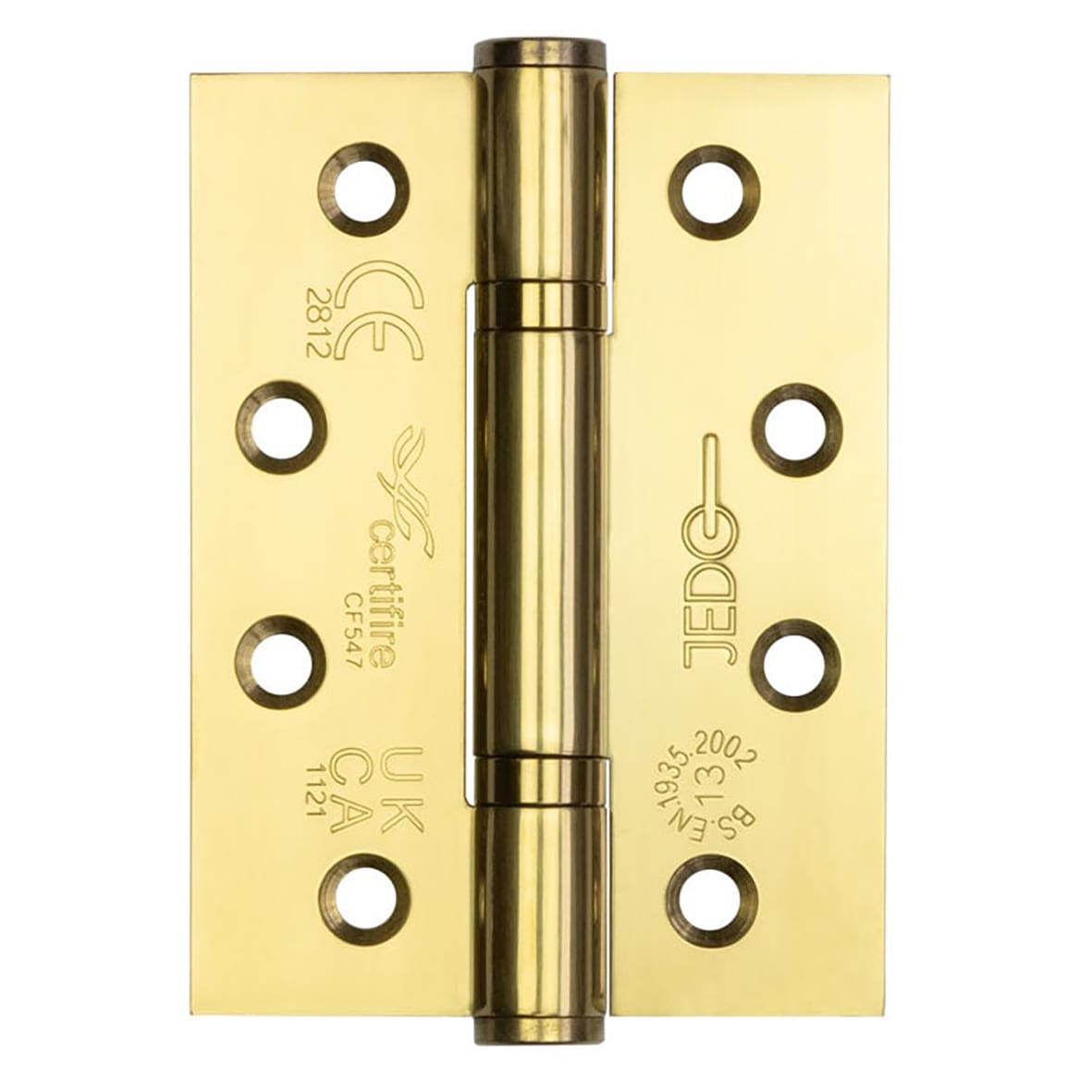 Polymer Bearing Grade 13 Butt Fire Door Hinge - 102 x 76 x 3mm - Polished Brass - Pair