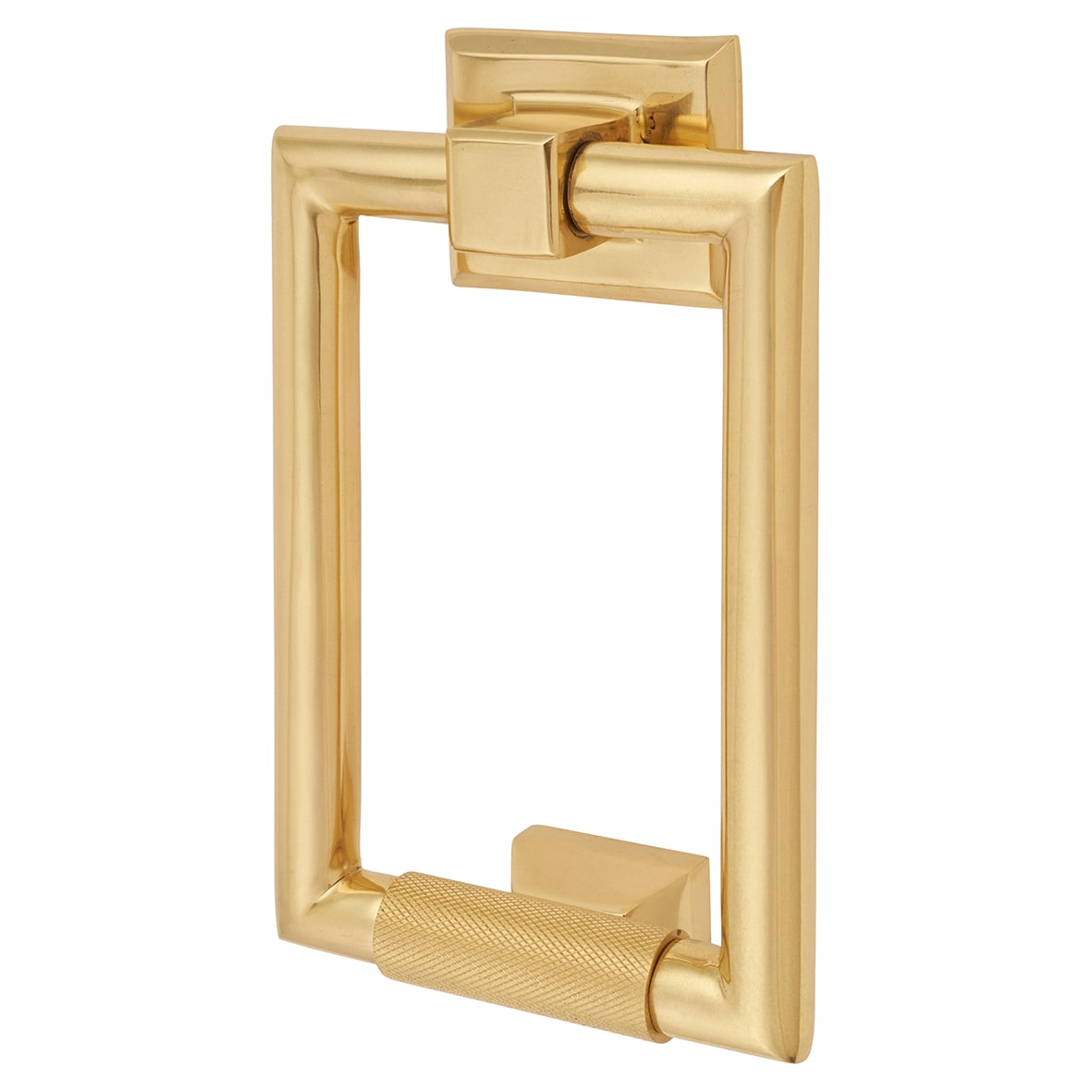 Rectangular Knurled Door Knocker - Polished Brass - 145 x 100mm