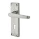 Satin Chrome Budget Straight Keyhole Door Handles - Mia Range - 153 x 42mm
