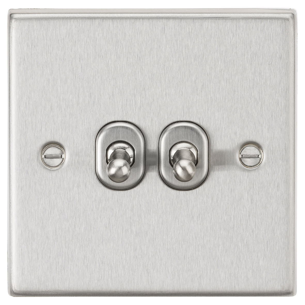 10AX 2 Gang 2 Way Toggle Light Switch - Brushed Chrome