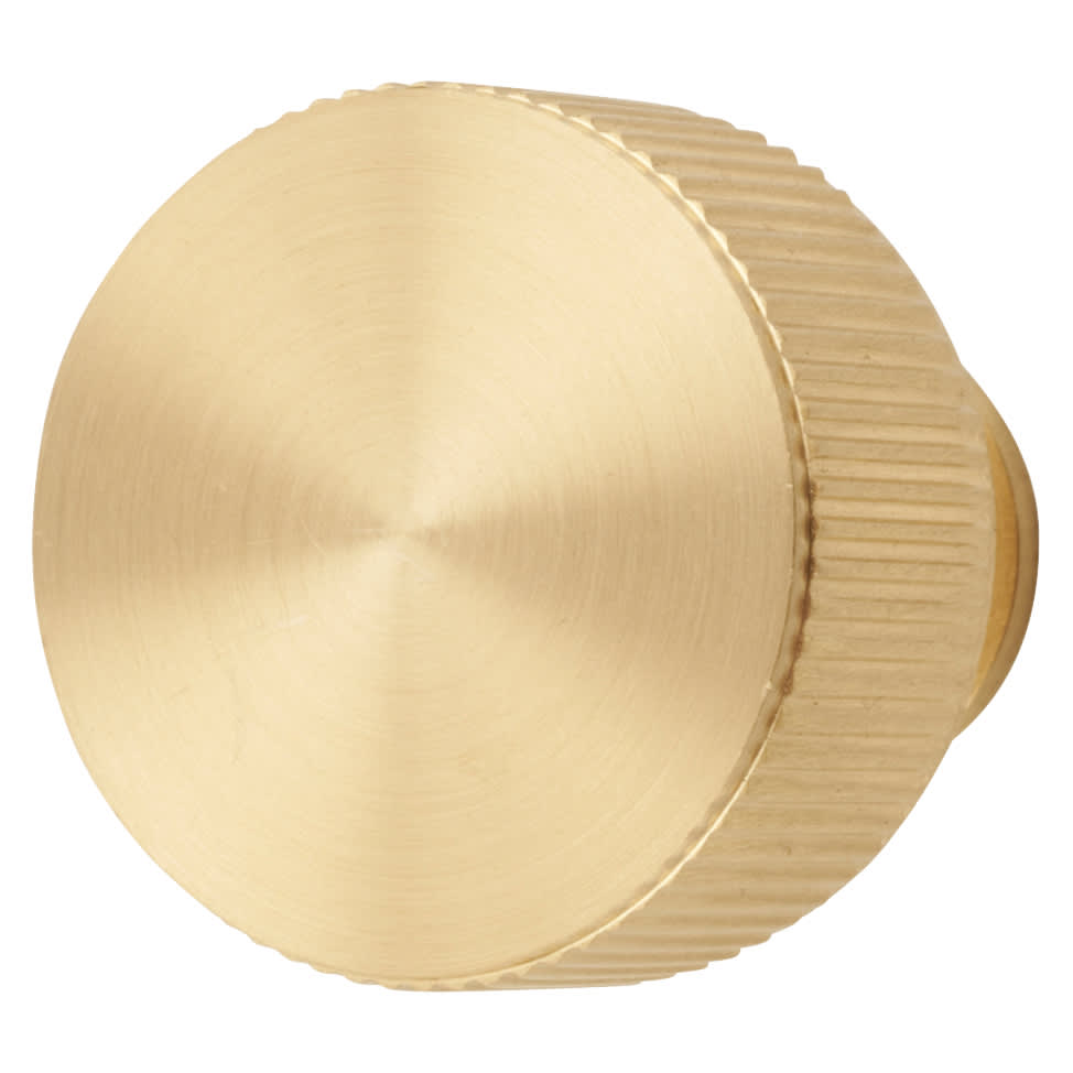 Lines Radio Round Cabinet Knob - 35mm Diameter - Satin Brass