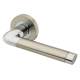 Polished Chrome/Satin Nickel Door Handles on Round Rose - Roma Range