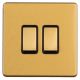 Concealed 10A 2 Gang 2 Way Screwless Flat Plate Light Switch - Satin Brass/Black