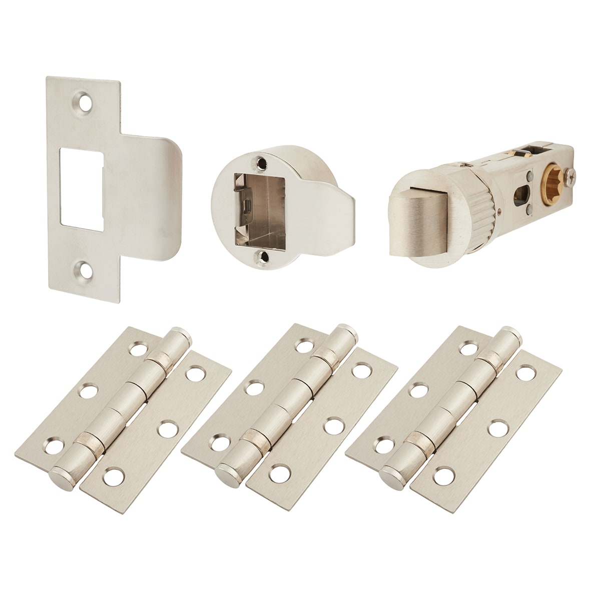 Smartlatch Pack - 57mm Backset - 3 x Ball Bearing Hinges - Satin Stainless Steel
