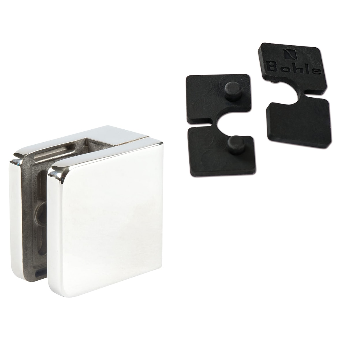 Square Balustrade Clamps & Inserts - 10mm Glass - 45mm x 45mm - 316 Pol Stainless - Pack of 4