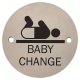 Baby Change Door Sign - 75mm Diameter - Satin Stainless Steel