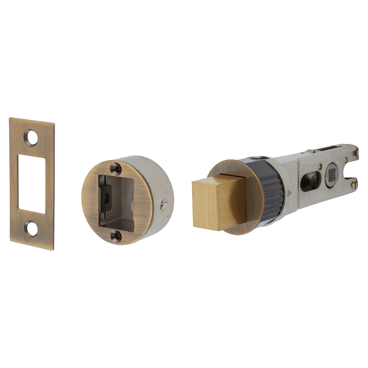 Quick Latch Bolt Through Tubular Bathroom Deadbolt - 71mm Case - 57mm Backset - Round - Ant Brass
