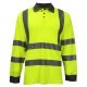 Hi Visibility Long Sleeve Polo Shirt - Yellow - Large