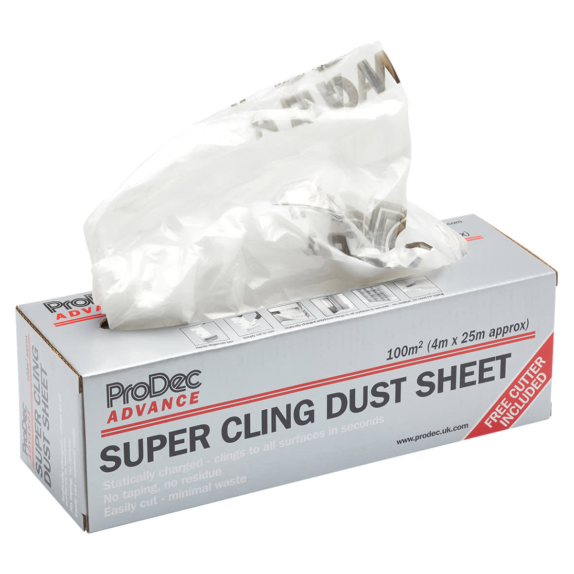 Super Cling Polythene Dust Sheet Roll - 25m x 4m