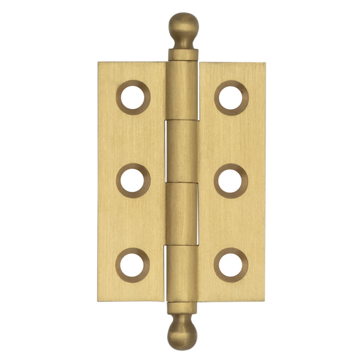 Solid Drawn Finial Butt Cabinet Hinge - 50 x 35 x 2.2mm - Satin Brass - Pair