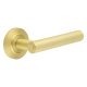 Satin Brass Fire Rated Door Handles on Round Chamfered Rose - Richmond Range