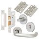 Satin Aluminium 19mm Return to Door Bathroom Lock Door Handles on Rose Pack