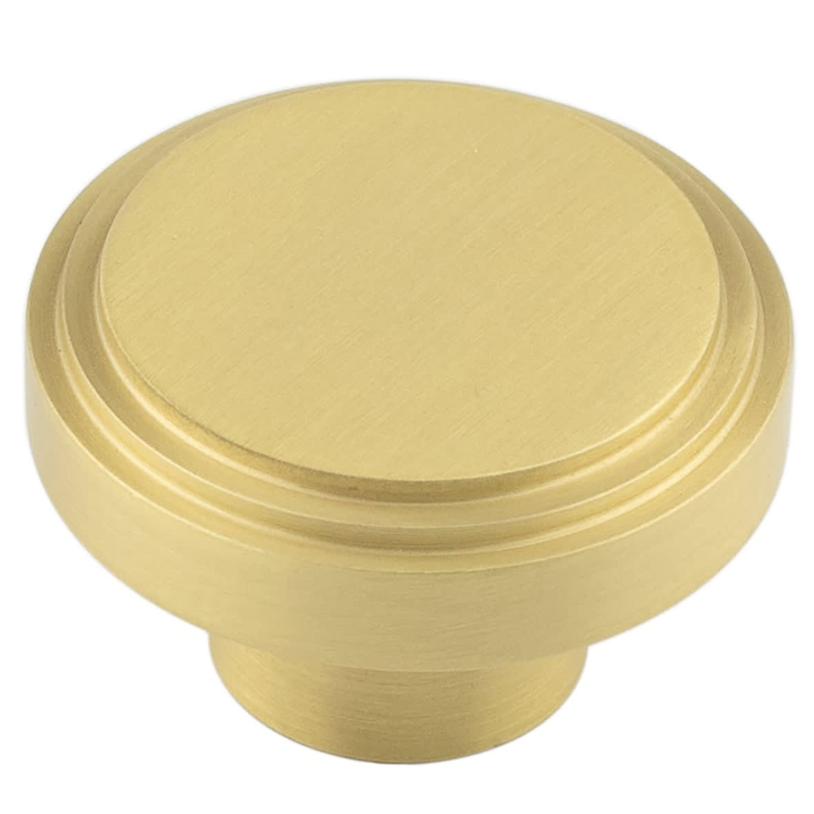 Cropley Stepped Round Cabinet Knob - 40mm Diameter - Satin Brass