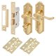 Polished Brass Scroll Bathroom Lock Door Handles Pack - Ashmead Range
