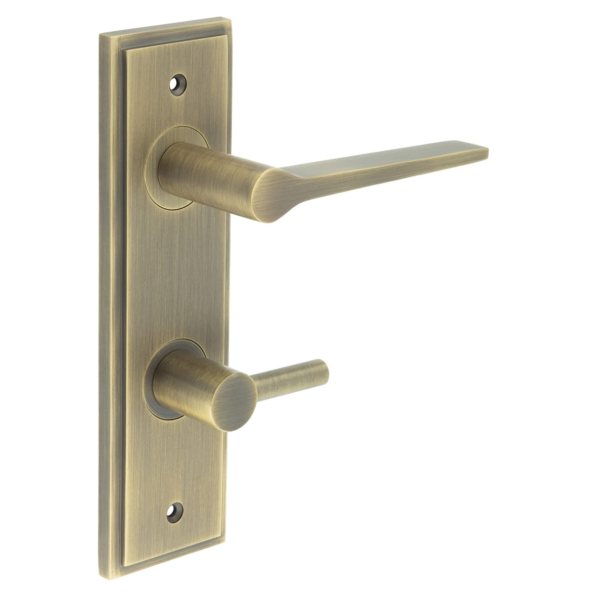 Antique Brass Fire Rated DIN Bathroom Door Handles - Knightsbridge - Inner 3 - 200 x 55mm