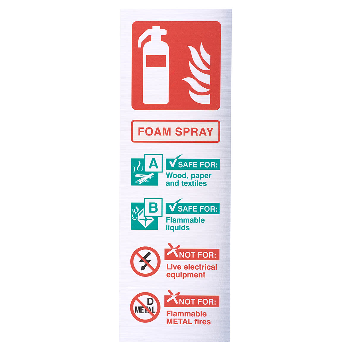 Foam Extinguisher Sign - 100 x 300mm - Metallic Rigid Plastic