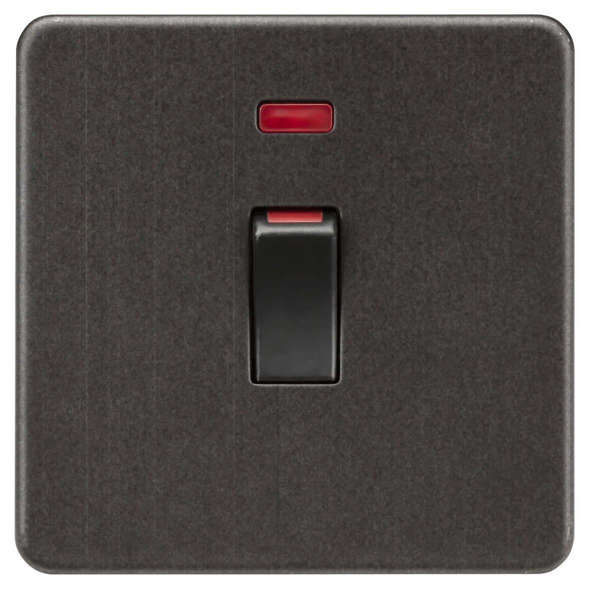 45A 1 Gang Screwless Double Pole Cooker Switch with Neon - Smoked Bronze