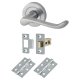 Satin Chrome Victorian Summer Scroll Latch Door Handles on Rose Pack
