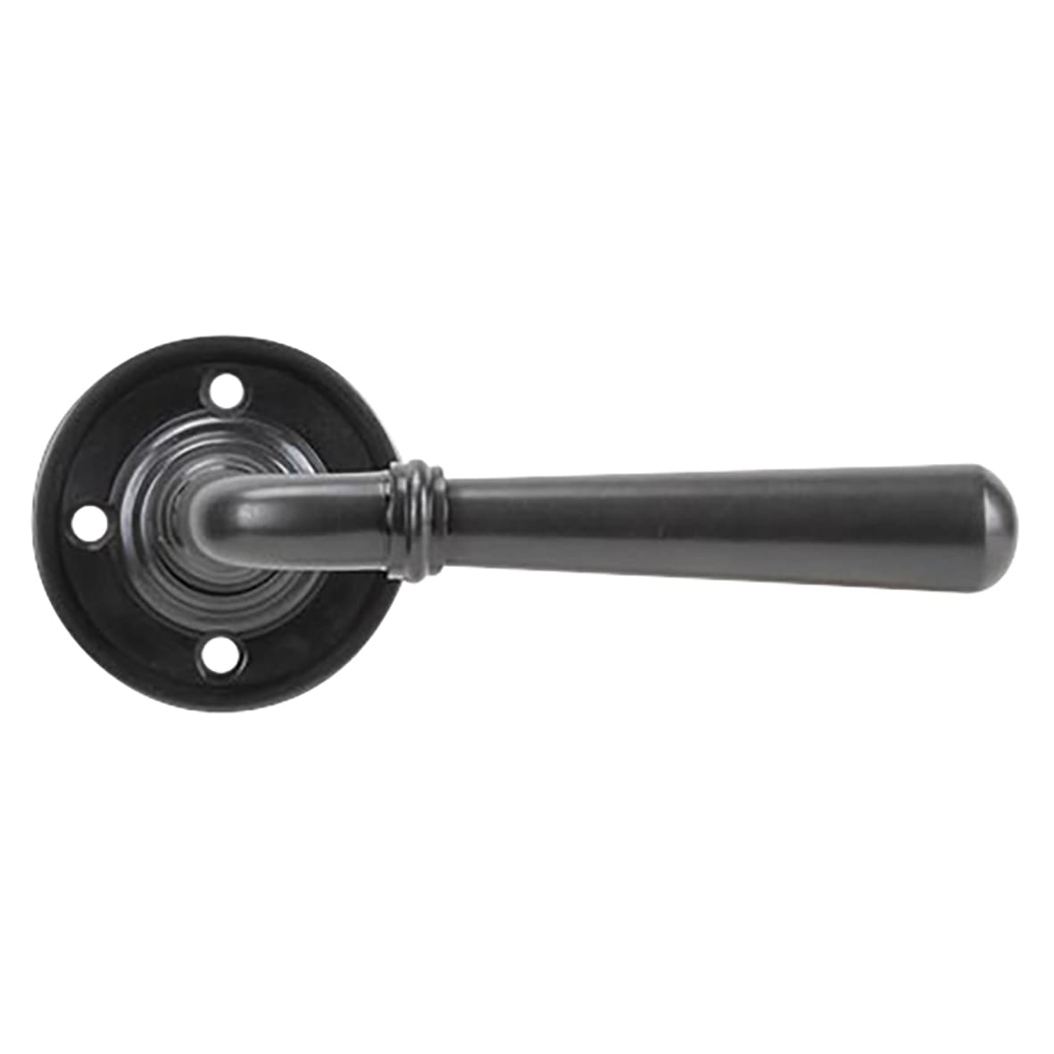 Aged Bronze Door Handles on Round Fixed Rose - Newbury Range